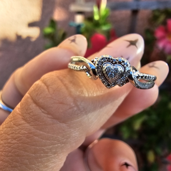 Heart Diamond Thin Ring 925 - Picture 1 of 6